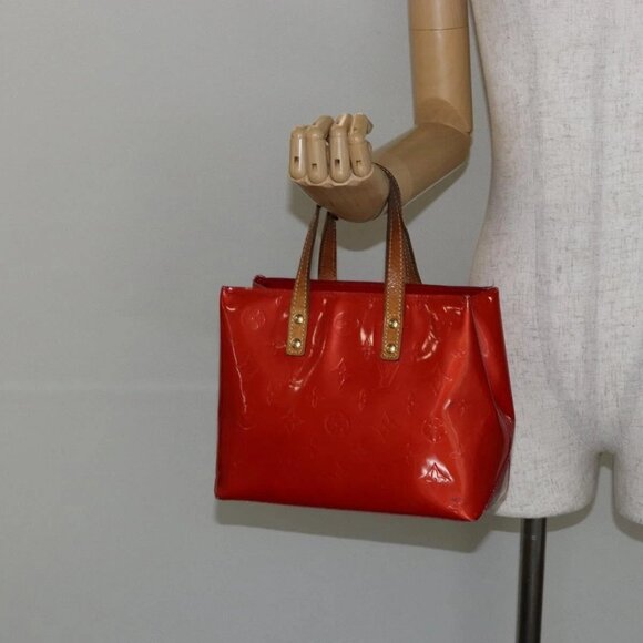LOUIS VUITTON Monogram Vernis Reade PM Hand Bag Red Rouge - Picture 1 of 15